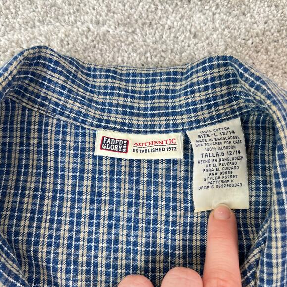 Vintage Faded Glory Women's Blue Plaid Flannel Collared Maxi Dress (Sz L) - Picture 7 of 14